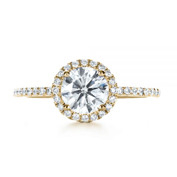18k Yellow Gold 18k Yellow Gold Custom Diamond Halo Engagement Ring - Top View - 1123