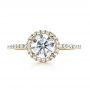 18k Yellow Gold 18k Yellow Gold Custom Diamond Halo Engagement Ring - Top View -  1123 - Thumbnail