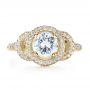 14k Yellow Gold 14k Yellow Gold Custom Diamond Halo Engagement Ring - Top View -  1128 - Thumbnail