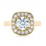 18k Yellow Gold 18k Yellow Gold Custom Diamond Halo Engagement Ring - Top View -  1330 - Thumbnail