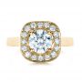 18k Yellow Gold 18k Yellow Gold Custom Diamond Halo Engagement Ring - Top View -  1330 - Thumbnail