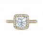14k Yellow Gold 14k Yellow Gold Custom Diamond Halo Engagement Ring - Top View -  1435 - Thumbnail