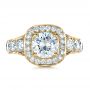18k Yellow Gold 18k Yellow Gold Custom Diamond Halo Engagement Ring - Top View -  1436 - Thumbnail