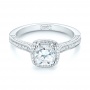 14k White Gold 14k White Gold Custom Diamond Halo Engagement Ring - Flat View -  103535 - Thumbnail