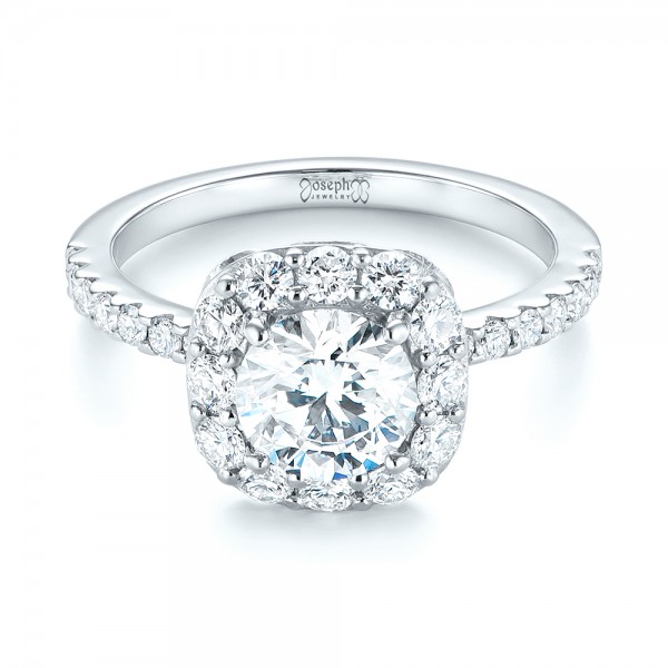  Platinum Custom Diamond Halo Engagement Ring - Flat View -  103588