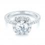 18k White Gold 18k White Gold Custom Diamond Halo Engagement Ring - Flat View -  103588 - Thumbnail