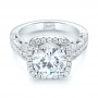 18k White Gold 18k White Gold Custom Diamond Halo Engagement Ring - Flat View -  103595 - Thumbnail