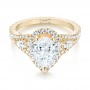 14k Yellow Gold Custom Diamond Halo Engagement Ring - Flat View -  103632 - Thumbnail