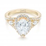 14k Yellow Gold Custom Diamond Halo Engagement Ring - Flat View -  103632 - Thumbnail