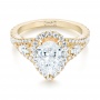 18k Yellow Gold 18k Yellow Gold Custom Diamond Halo Engagement Ring - Flat View -  103632 - Thumbnail