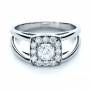  14K Gold Custom Diamond Halo Engagement Ring - Flat View -  1126 - Thumbnail