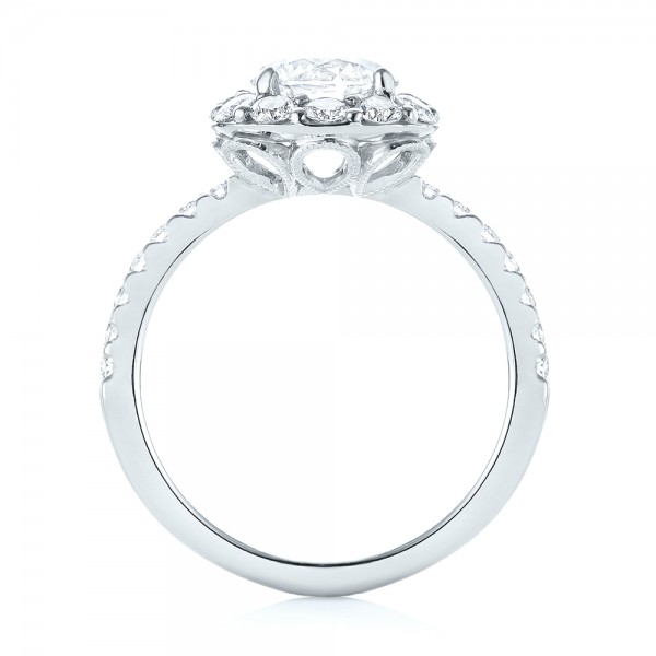 18k White Gold 18k White Gold Custom Diamond Halo Engagement Ring - Front View -  103588