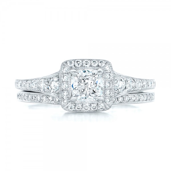 Custom Diamond Halo Engagement Ring - Image