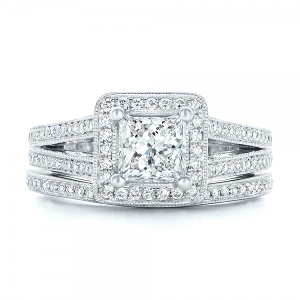 Custom Diamond Halo Engagement Ring - Image