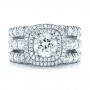 18k White Gold 18k White Gold Custom Diamond Halo Engagement Ring - Top View -  103139 - Thumbnail