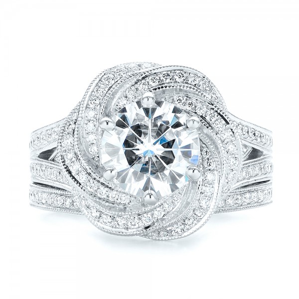 Custom Diamond Halo Engagement Ring - Image