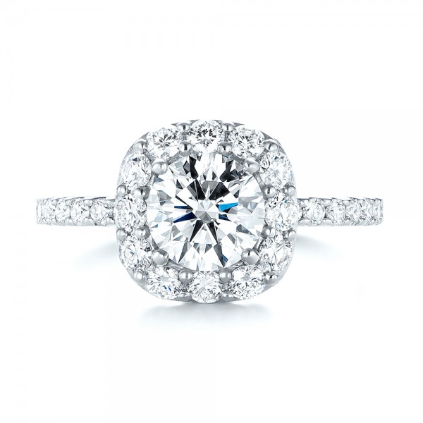 14k White Gold 14k White Gold Custom Diamond Halo Engagement Ring - Top View -  103588