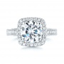 14k White Gold Custom Diamond Halo Engagement Ring - Top View -  103595 - Thumbnail