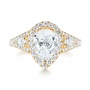 14k Yellow Gold Custom Diamond Halo Engagement Ring - Top View -  103632 - Thumbnail
