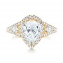 18k Yellow Gold 18k Yellow Gold Custom Diamond Halo Engagement Ring - Top View -  103632 - Thumbnail