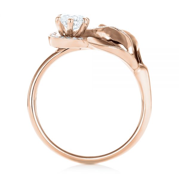 14k Rose Gold 14k Rose Gold Custom Diamond Halo Lily Engagement Ring - Front View -  103335