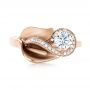 14k Rose Gold 14k Rose Gold Custom Diamond Halo Lily Engagement Ring - Top View -  103335 - Thumbnail