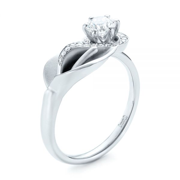 Custom Diamond Halo Lily Engagement Ring - Image