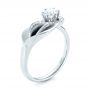 14k White Gold Custom Diamond Halo Lily Engagement Ring - Three-Quarter View -  103335 - Thumbnail