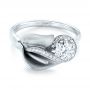 14k White Gold Custom Diamond Halo Lily Engagement Ring - Flat View -  103335 - Thumbnail