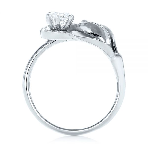 14k White Gold Custom Diamond Halo Lily Engagement Ring - Front View - 103335