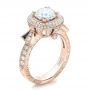 18k Rose Gold 18k Rose Gold Custom Diamond Halo And Blue Sapphire Engagement Ring - Three-Quarter View -  101036 - Thumbnail