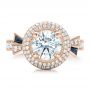 14k Rose Gold 14k Rose Gold Custom Diamond Halo And Blue Sapphire Engagement Ring - Top View -  101036 - Thumbnail