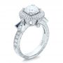  Platinum Custom Diamond Halo And Blue Sapphire Engagement Ring - Three-Quarter View -  101036 - Thumbnail
