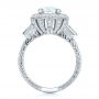 Platinum Custom Diamond Halo And Blue Sapphire Engagement Ring - Front View -  101036 - Thumbnail