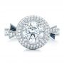  Platinum Custom Diamond Halo And Blue Sapphire Engagement Ring - Top View -  101036 - Thumbnail