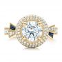 14k Yellow Gold 14k Yellow Gold Custom Diamond Halo And Blue Sapphire Engagement Ring - Top View -  101036 - Thumbnail