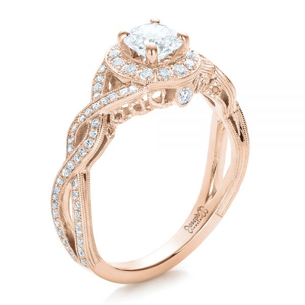 Rose gold filigree engagement rings store