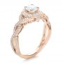 14k Rose Gold 14k Rose Gold Custom Diamond Halo And Filigree Engagement Ring - Three-Quarter View -  100575 - Thumbnail