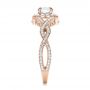 18k Rose Gold 18k Rose Gold Custom Diamond Halo And Filigree Engagement Ring - Side View -  100575 - Thumbnail