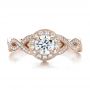 18k Rose Gold 18k Rose Gold Custom Diamond Halo And Filigree Engagement Ring - Top View -  100575 - Thumbnail