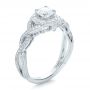 14k White Gold Custom Diamond Halo And Filigree Engagement Ring - Three-Quarter View -  100575 - Thumbnail