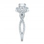 14k White Gold Custom Diamond Halo And Filigree Engagement Ring - Side View -  100575 - Thumbnail