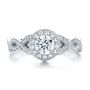14k White Gold Custom Diamond Halo And Filigree Engagement Ring - Top View -  100575 - Thumbnail