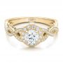 18k Yellow Gold 18k Yellow Gold Custom Diamond Halo And Filigree Engagement Ring - Flat View -  100575 - Thumbnail