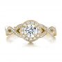 14k Yellow Gold 14k Yellow Gold Custom Diamond Halo And Filigree Engagement Ring - Top View -  100575 - Thumbnail