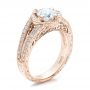 14k Rose Gold 14k Rose Gold Custom Diamond Halo And Hand Engraved Engagement Ring - Three-Quarter View -  100714 - Thumbnail