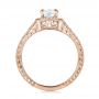 14k Rose Gold 14k Rose Gold Custom Diamond Halo And Hand Engraved Engagement Ring - Front View -  100277 - Thumbnail