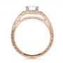 18k Rose Gold 18k Rose Gold Custom Diamond Halo And Hand Engraved Engagement Ring - Front View -  100287 - Thumbnail