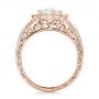 14k Rose Gold 14k Rose Gold Custom Diamond Halo And Hand Engraved Engagement Ring - Front View -  100714 - Thumbnail