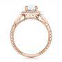 18k Rose Gold 18k Rose Gold Custom Diamond Halo And Hand Engraved Engagement Ring - Front View -  100813 - Thumbnail